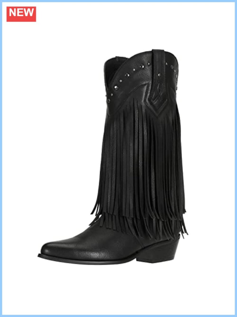 Fringe Cowboy Boots Pointed Toe Chunky Heel Wide Calf Western